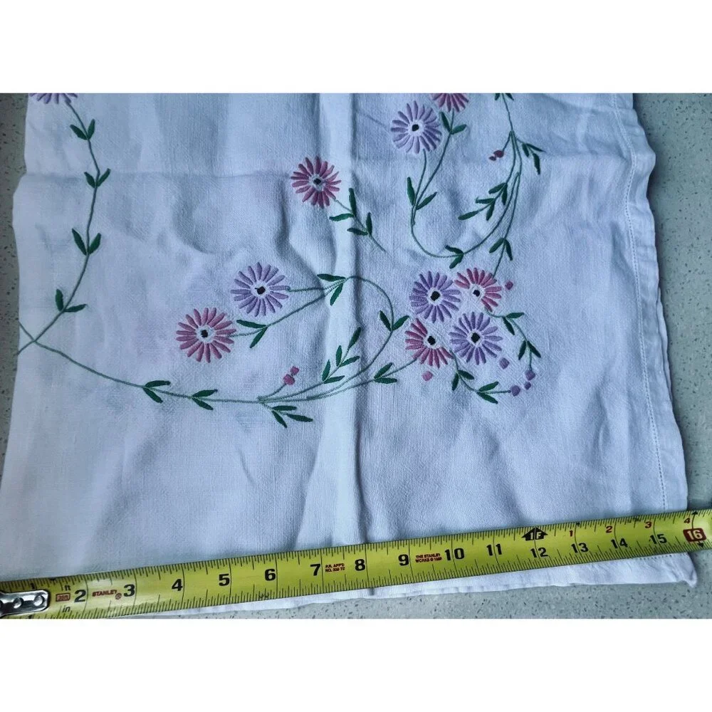 Vintage Hand Embroidered Floral Tablecloth 32